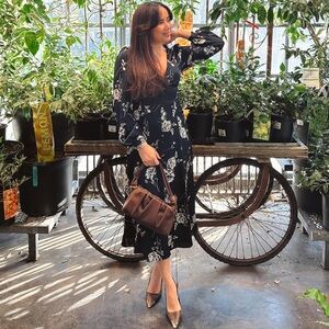 Lulu's Black and White Floral Midi Dress